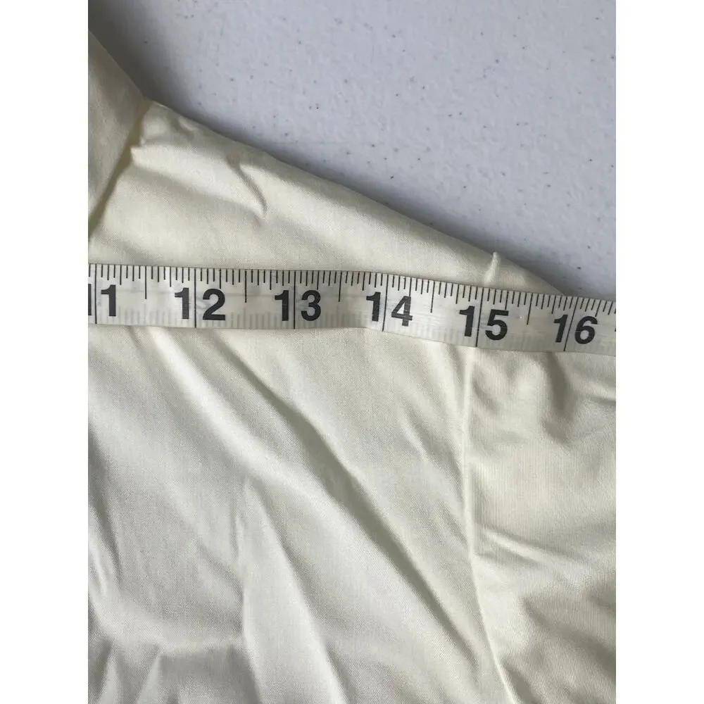 Lafayette 148 Classic Ivory Button Collared Blouse Silver Vertical Detail Size 8 - Picture 6 of 9